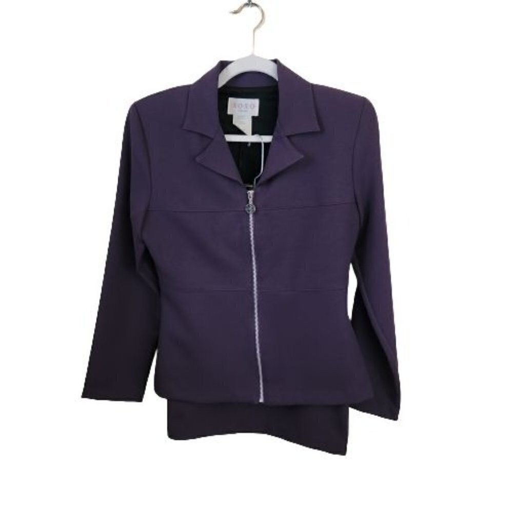 Vintage 90s XOXO Clueless Full Zip Muted Purple Skirt Suit Size 3